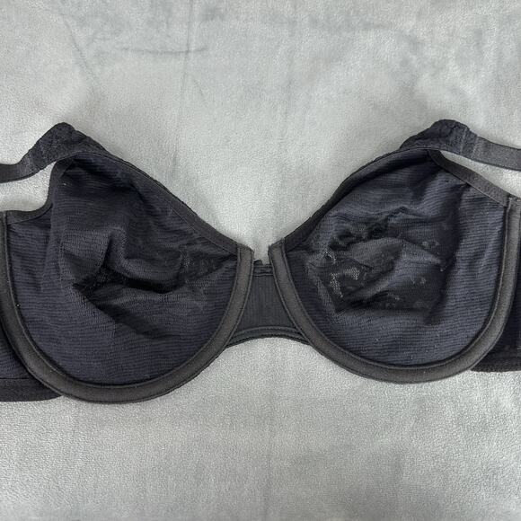 Wacoal 65149 Bra 34D Black Lace Underwire Sheer Unlined Full Coverage Sexy - Picture 6 of 7